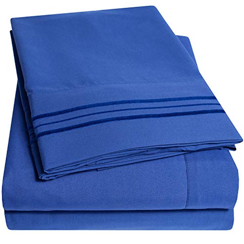 1500 Supreme Collection Queen Sheet Sets Royal Blue - Luxury Hotel Bed Sheets and Pillowcase Set for Queen Mattress - Extra Soft, Elastic Corner Straps, Deep Pocket Sheets, Queen Royal Blue by Sweet Home Collection - Used condition - US$21.68