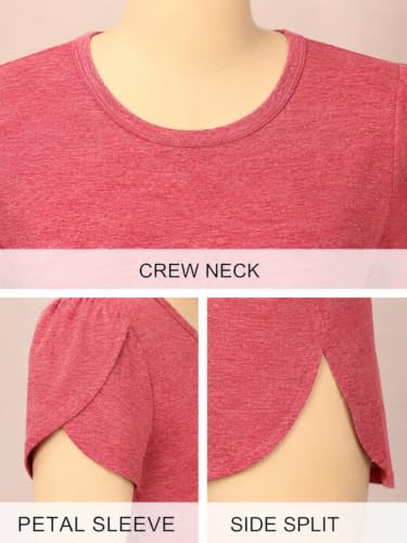 Image of Herou Women's Casual Long /Short Sleeve T Shirt Crewneck with Side Split Fall Pullover Loose Tunic Sweater Tops