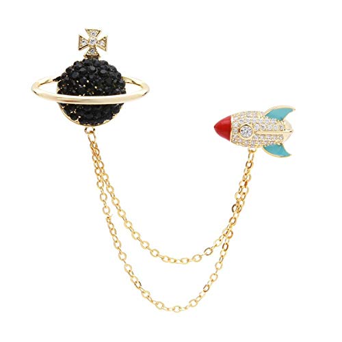 WANGGW Brooch for Women Black Earth Blue Airplane Tassel Collar Pins Women Men Rhinestone Aircraft Brooch Pins Gifts Clothes Brooch Gift