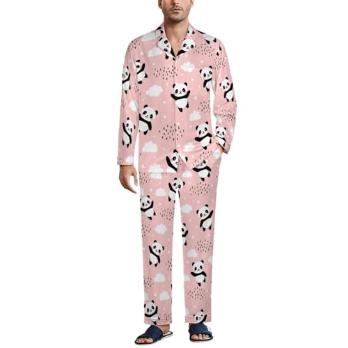 Men's 2Piece Pajama Set Long Sleeve Button Down Top & Pants Sleepwear