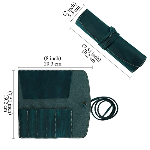 Image of Vintage Genuine Leather Pencil Roll - Pencil Storage Case /Pouch Organizer Handmade (Blue)