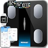INSMART Balance intelligente pour poids corporel et pourcentage de graisse, balance de pesée précise Bluetooth avec grand écran, 16 niveaux de composition corporelle, synchronisation avec application