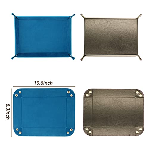 Socospace Valet Tray-Leather And Velvet,Edc Tray ,Catchall Tray For Jewelry,Wallets,Watches,Key,Phones,Glasses, Perfect For Nightstand,Entryway Table,Desk,Key Tray,Home Decor（Blue） #TOP2