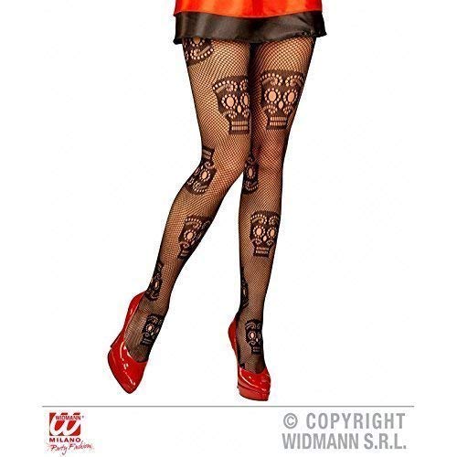 Lively Moments Strumpfhose / Netzstrumpfhose mit Totenköpfen in schwarz Dia de los Muertos / Halloween Kostüm / Tag der Toten Cover
