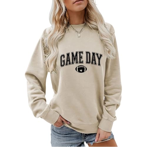Game Day Sweatshirt Women Football Sweatshirt Football Graphic Pullover Casual Crewneck Long Sleeve Game Day Fan Tops3