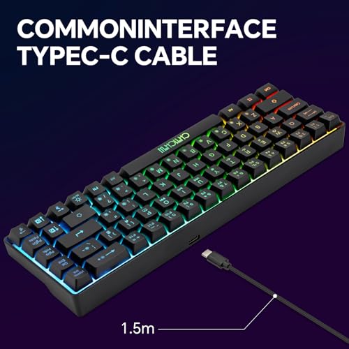 CHONCHOW 60% Gaming Keyboard and Mouse Combo, 68 Keys Wired LED RGB Backlit Black Gaming Keyboard and RGB Backlit Mouse, Small Light up Keyboard for PC Xbox PS4 (Black) - Thumbnail 5