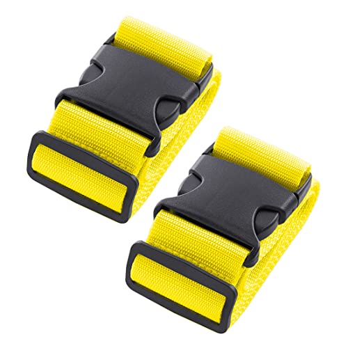 Image of 2pcs 74″x2″Luggage Straps for Suitcases,Adjustable Suitcase Straps and Heavy Duty Strap Buckle Packing Straps Travel Accessories,Yellow