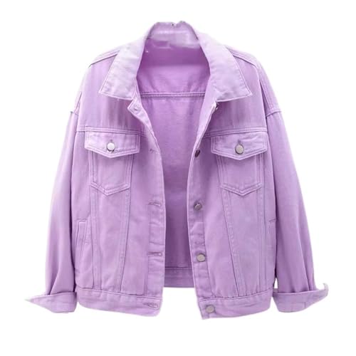 Manteau Femme Automne Pourpre à Col Revers et Style Vintage en Jean
