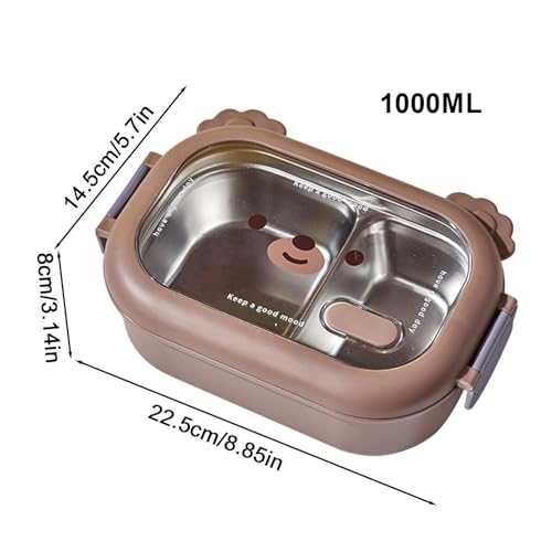 Lonchera de acero inoxidable de 1000 ml con compartimentos para comida 6