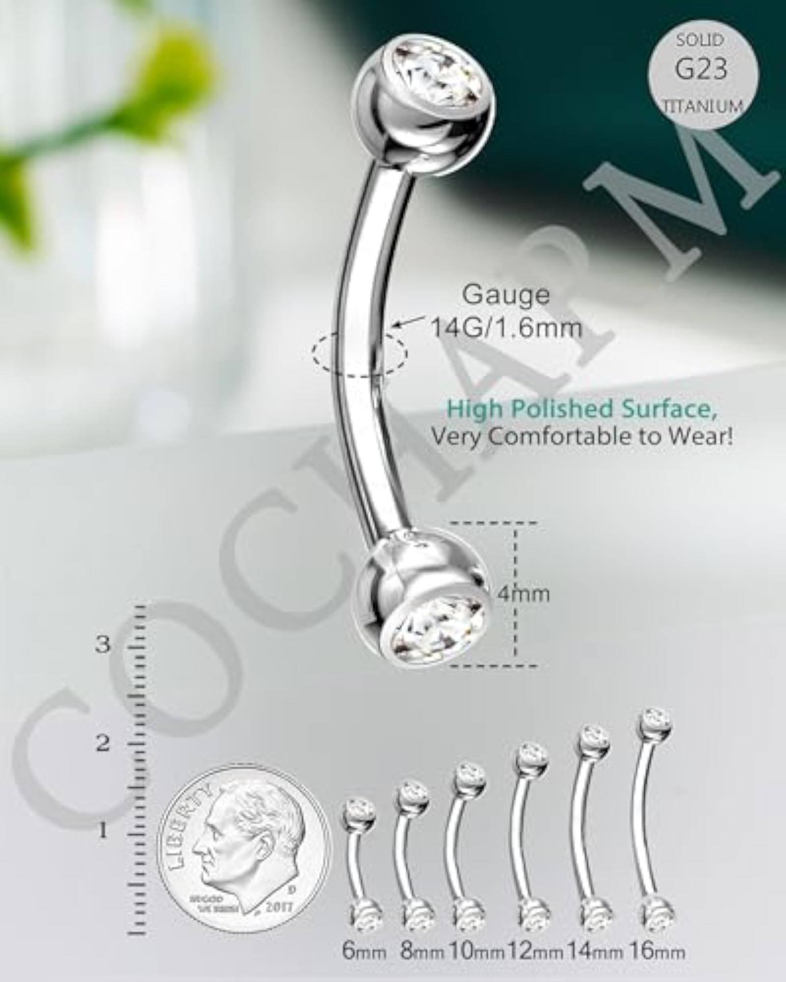 G23 Solid Titanium Belly Button Rings Set