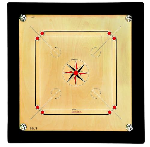 Image of WRF Superior Matte Finish Practice Carrom Board for Serious Professional Practice with Coins Striker and Powder Black New (35 Inches Club A4)