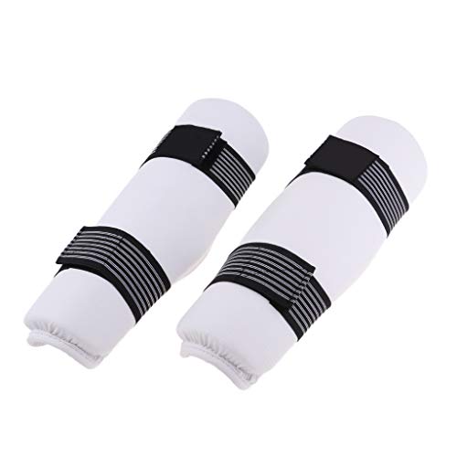 SM SunniMix MMA Profesional Taekwondo Sparring Gear Shin Protector Protector De Piernas para Artes Marciales Kickboxing Karate, Universal para Hombres, Mujeres, J - Blanco, S