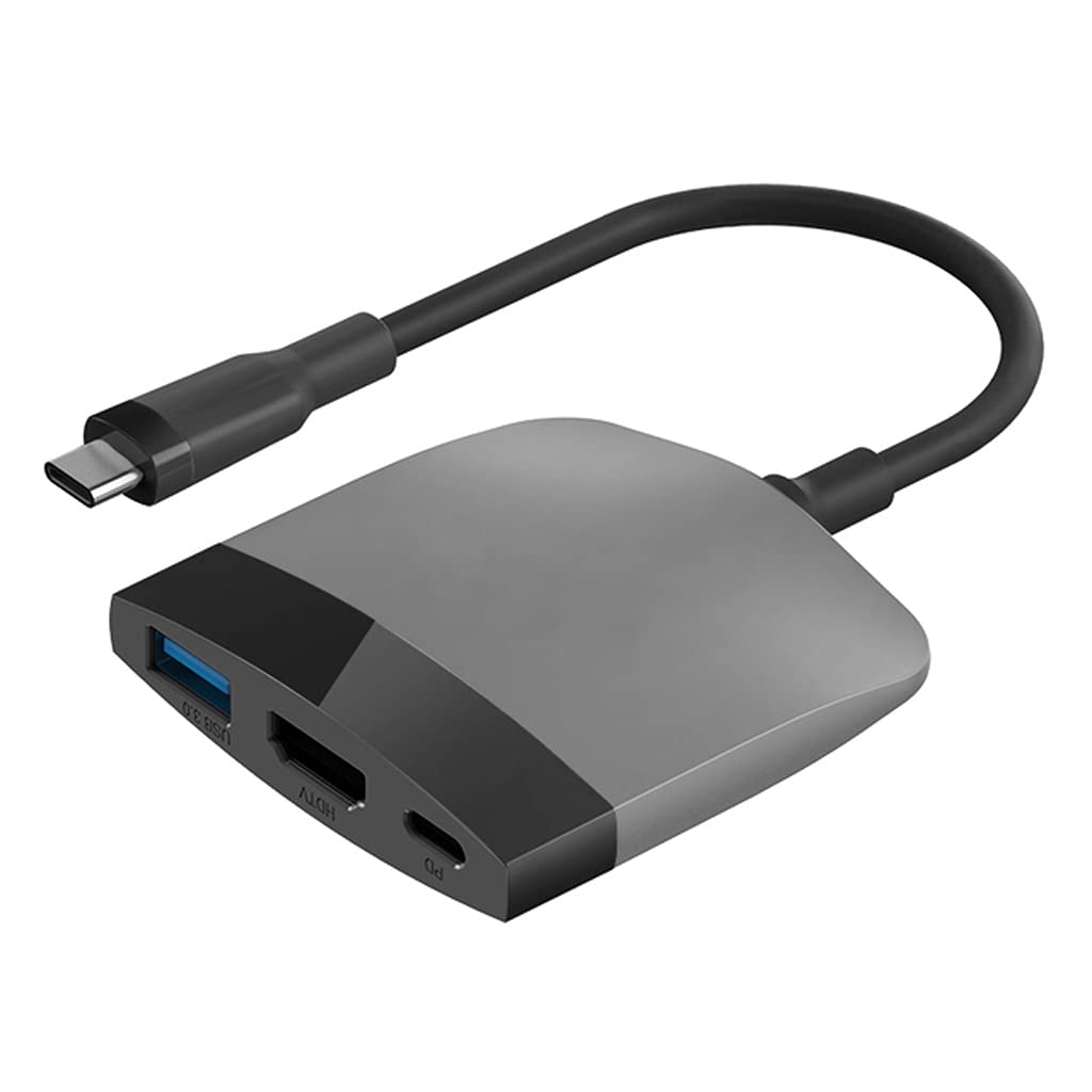 Estación de acoplamiento portátil multifunción USB C a 4K compatible con HDMI USB 3.0 PD para MacBook Pro (color: negro gris)