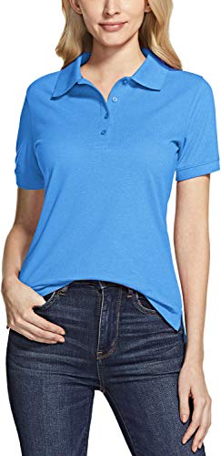 TSLA Women's Short Sleeve Classic Polo Shirt, UPF Summer Cotton Pique Collared Shirts, Dynamic Cotton-Blend Casual Tops