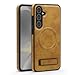 Lunivop for Samsung Galaxy s25 Case Leather [Compatible with Magsafe Wireless Charging] Magnetic Cover Stand Funda para S 25 6.16 '' 5G 2025 Rugged Best Phone Cases Brown