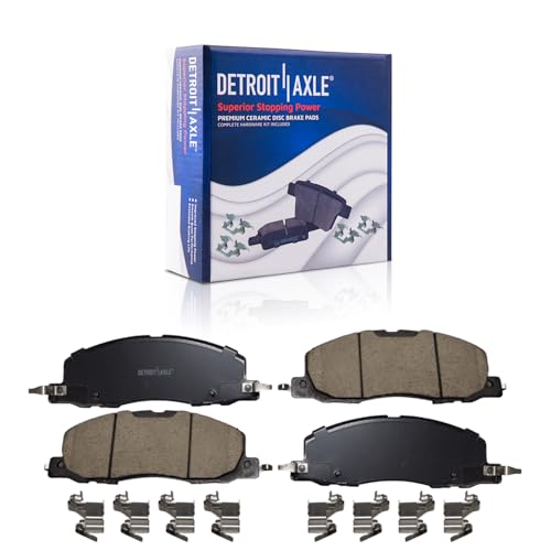 Image of Detroit Axle - Front Brake Pads for 2020-2025 Ford Explorer Lincoln Aviator | 2021 2022 2023 2024 Replacement Ceramic Brake Pads with Hardware