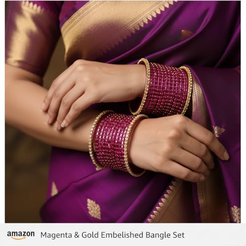 Image of SUNDRAM Raindrop Glass Bangles Set for Women & Girls, Transparent Crystal Kanch Ki Chudi for Wedding & Party, Set of 12