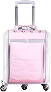 Mochila para animais de estimação com 5 rodas bolsa transportadora para gatos/cachorros respirável caixa de viagem para transporte de animais de estimação mochilas para transporte de animais de estimação carrinho de bebê para cães e gatos (rosa)