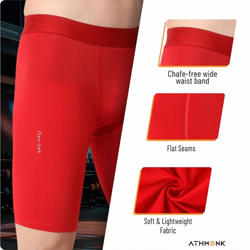 Image of 4-Way Lycra Compression Shorts for Men | Tight Skin Fit, Non Padded | Cycling Running Workout Gym Cricket Football Sports | Tummy Tuck Recovery Muscle Support | Quick Dry Anti-Chafe