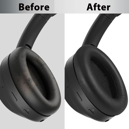Image of WH-1000XM3 Replacement Ear Pads, Softer Protein Leather Ear Pads Cushions for Sony WH-1000XM3(WH1000XM3) Noise Canceling Headphones with High-Density Mmory Foam, Added Thickness (Black)