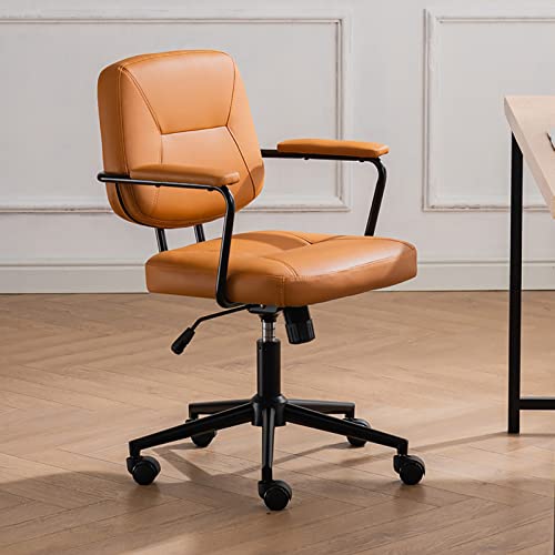 Chaise de bureau en cuir PU executive YZCIS assise ergonomique orange 66x82
