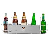 FENNEK 5- Fach Getränkehalter aus Edelstahl 5er Keeper | mit Flaschenöffner | Perfekt für Fußball- und Tennisplatz | inkl VA Seil als Diebstahlschutz | Made in Germany