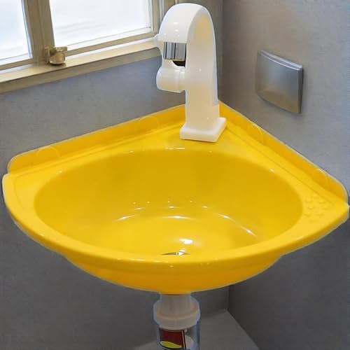 Petit Lavabo Avec robinet Éviers d'angle Vasque Suspendu en Lave Mains pour Salle de Bain,Sans perçage,intérieur et extérieur,Facile à installer