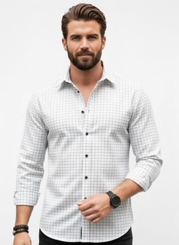Image of Amazon Brand - INKAST Men's Slim Fit Button Down Dress Shirts Textured Long Sleeve Casual Hawaiian Shirt