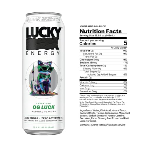 Lucky Energy Zero Sugar Energy Drink 19.2 Fl Oz Cans (Pack Of 10) Variety Pack With Five Flavors thumb #1