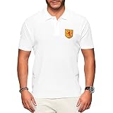 Camisetas de polo de Escocia de Purple Print House para hombres, camiseta de fútbol 2021 retro para aficionados, rugby de algodón bordado con escudo y emblema del león rampante real, blanco, M