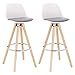 WOLTU 2X Taburete de Bar con Respaldo, Marco de Madera Maciza Imitación de Cuero Taburete Alto para Cocina, Bar, Paquete de 2 Unidades Gris+Blanco
