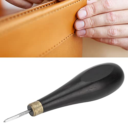 ZPSHYD Alêne de couture en losange 5 mm/6 mm avec manche en acajou - Outil de couture professionnel pour cuir de santal fait main