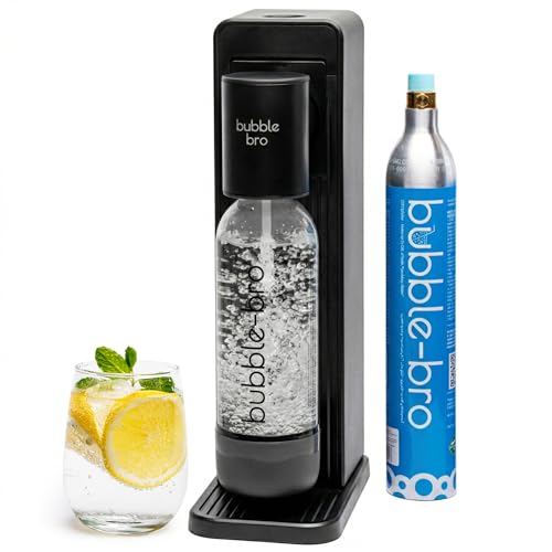 bubblebro Origin Sparkling Water Maker Starter Kit - Comes with a 1L BPA-Free Carbonating Bottle and a CO Cylinder - Enjoy Fresh Sparkling Water Anytime Anywhere (Black)
