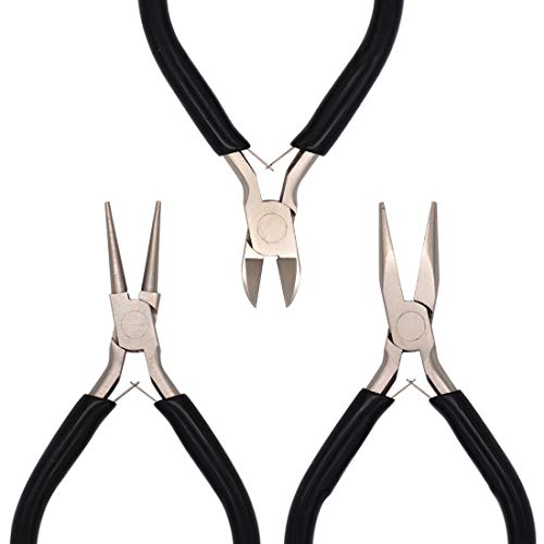 TOOLZYZ 3 Piece Jewelry Pliers, Mini Pliers, High-Grade Nickel-Iron Alloy DIY Pliers, Pliers for Jewelry Making, Jewelry Tools Kit