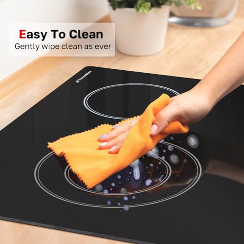 Apartment Electric Cooktop, ThermoMate 21 Inch Built-in Radiant Electric Stove Top, 3700W Ceramic Stove Top with 2 Burners, UL Certified, Knob Control, 240V - Image 3
