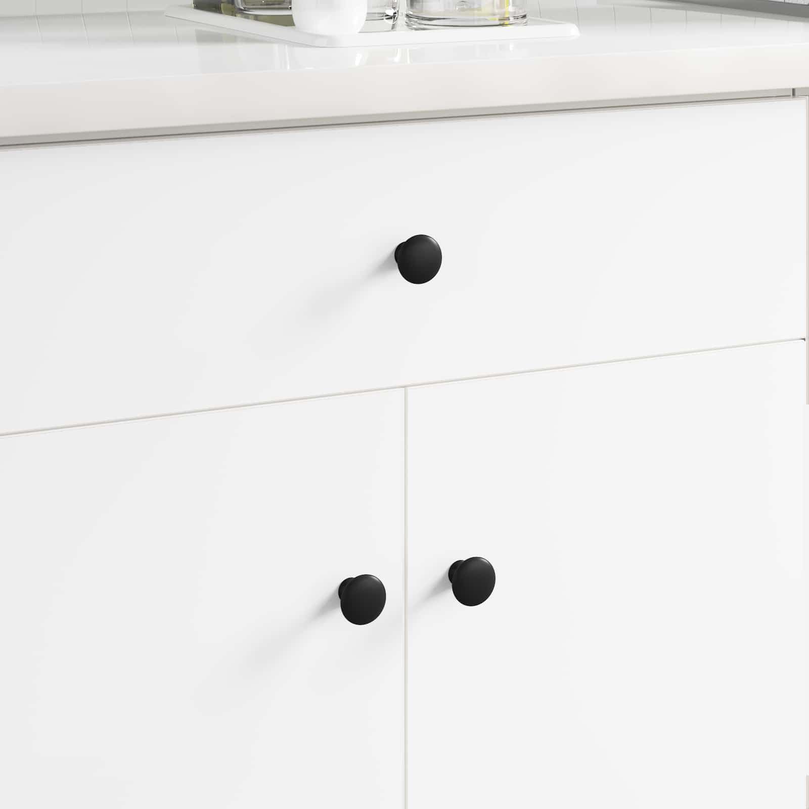 2 pomelli per mobili e armadi, in alluminio, colore nero, diametro 30 mm, per ante di armadi, cassetti, comò, cucina, bagno, soggiorno, corridoio, guardaroba, facili da montare, versatili