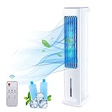 Evaporative Air Cooler Swamp Bladeless Tower Cooling Fan with Remote Control 3 Wind Modes Speeds 60 Oscillating 1.3 gallon Water Tank 12H timer Portable Air Conditioner for Bedroom Homeoffice