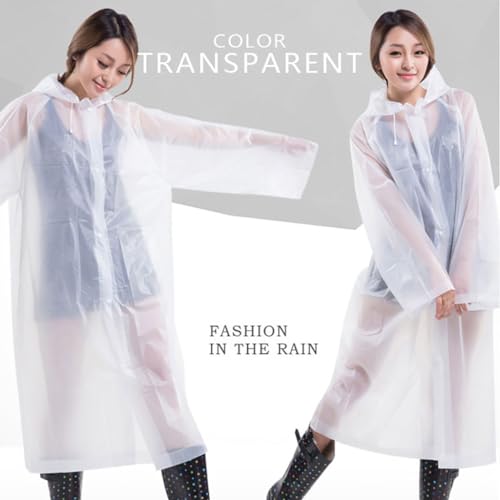 Image of GUSTAVE 2Pcs Rain Ponchos for Men Women, Reusable EVA Raincoats with Hood for Rain Ponchos for Camping, Hiking, Music Festival, Outdoor Activities