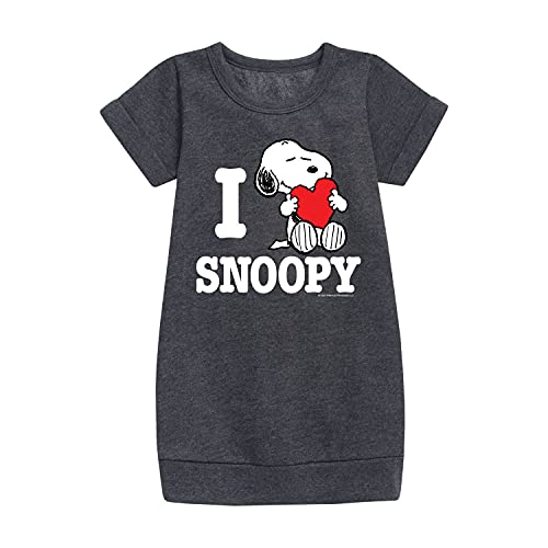 HYBRID APPAREL - Peanuts - I Love Snoopy - Girls Short Sleeve Fleece Dress