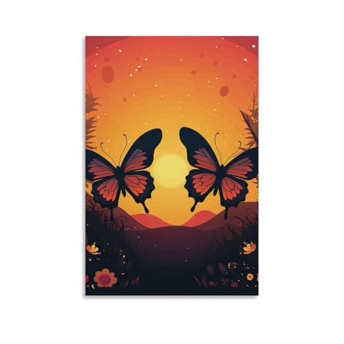 Toile moderne papillons decoration murale salon et chambre coucher de soleil multicolore