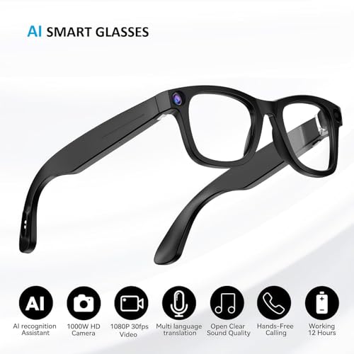 Image of Air Vision AI Smart Glasses with 8MP HD Camera for Hands-Free Photo and Video | AI Voice Assistant | Object Recognition | Bluetooth 5.3 | Dual Mic Noise Reduction Smart Wearable for Daily Use (B39)