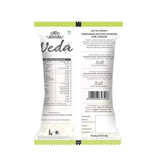 Image of Mr. Makhana Veda Premium Plain & Raw Phool Makhana & Foxnuts : Plant Based, Gluten Free, High in Calcium, Protein & Fiber (100 Gms) (Pack of 3)