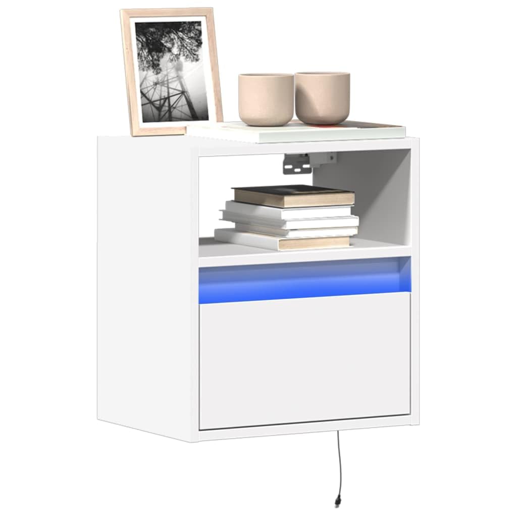 Meuble TV avec lumières LED blanc suspendu petit espace 41cm 11kg