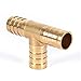Zkenyao-Brass Connector 1PCS 6mm 8mm 10mm 12mm T-Shape 3 Way Hose Tube Brass Tee Barb Hose Fittings Barb Copper Barbed Coupling, Simple to Install (Size : 12MM)