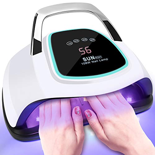 UV Led Nail Lamp 108W Nail Dryer for All Gel Nails Polish/Nail Light Curing,UV Gel Nail Lamp with 4 Timer Setting Sensor Professional Nail Art Tools for Home and Salon