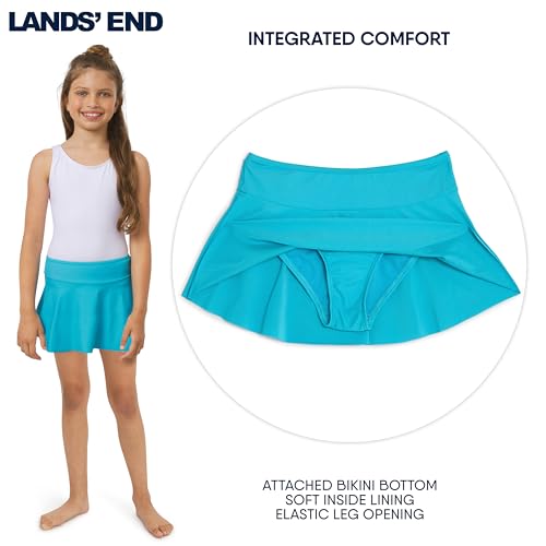 Image of Lands' End Girls' Swim UPF 50+ Stretch Waist Attached Bikini Bottom Swim Skirt