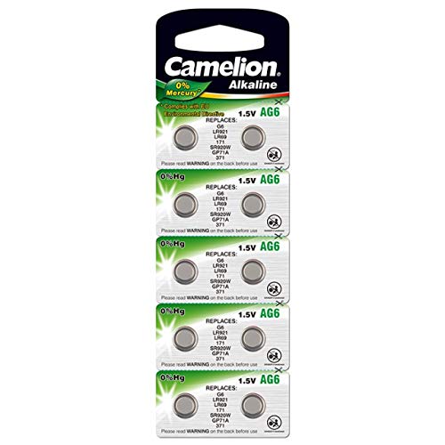 Camelion Knopfzelle, Uhrenbatterie LR69 / AG6 / G6 / LR921 0% HG 10er Blister, Alkaline, 1,5V