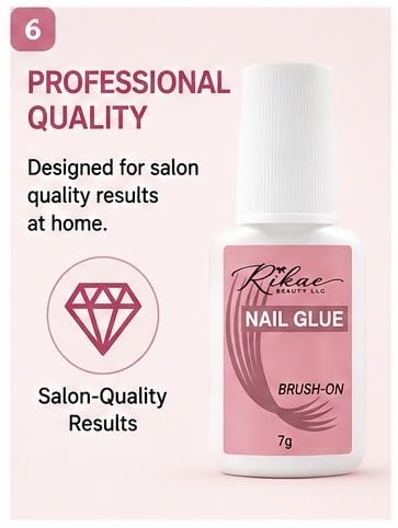 Beauty Air Dry Brush On Nail Glue for Press On Nails, No Lamp Needed, Precision Brush Applicator for False Nail Tips and Nail Art, 7g