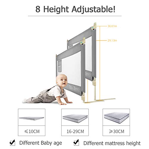 Mingfuxin Extra Long Safety Bed Rails for Toddlers, Vertical Lifting Foldable Bed Guardrail Crib Bed Rails Guard for Kids Twin, Double, Queen & King Size with Dual Lock- Single Side 70"