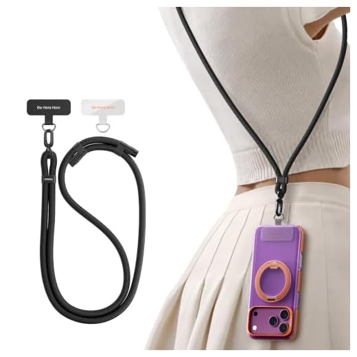 TORRAS Phone Lanyard Crossbody, Adjustable Anti-Theft Neck Strap, Black
